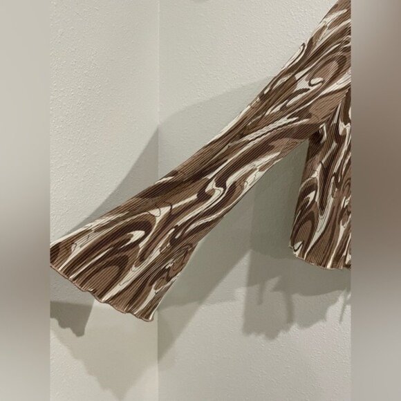 Anthropologie Boho Mod Swirl Pattern Set Feminine Front Tie Wide Leg Pleated - Picture 5 of 13